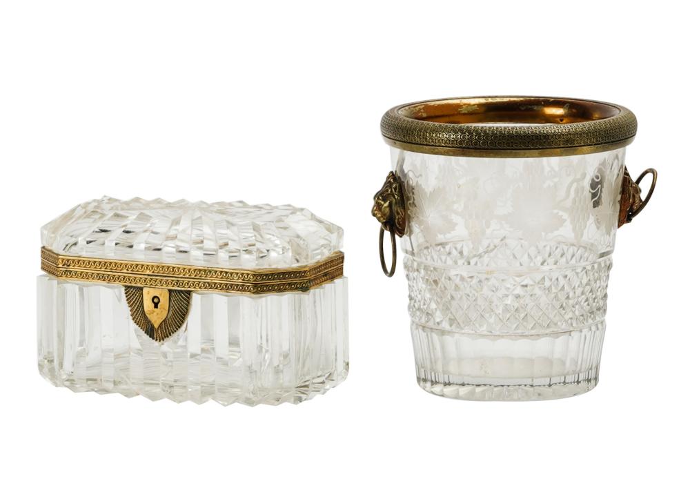 TWO GILT METAL-MOUNTED CUT GLASS