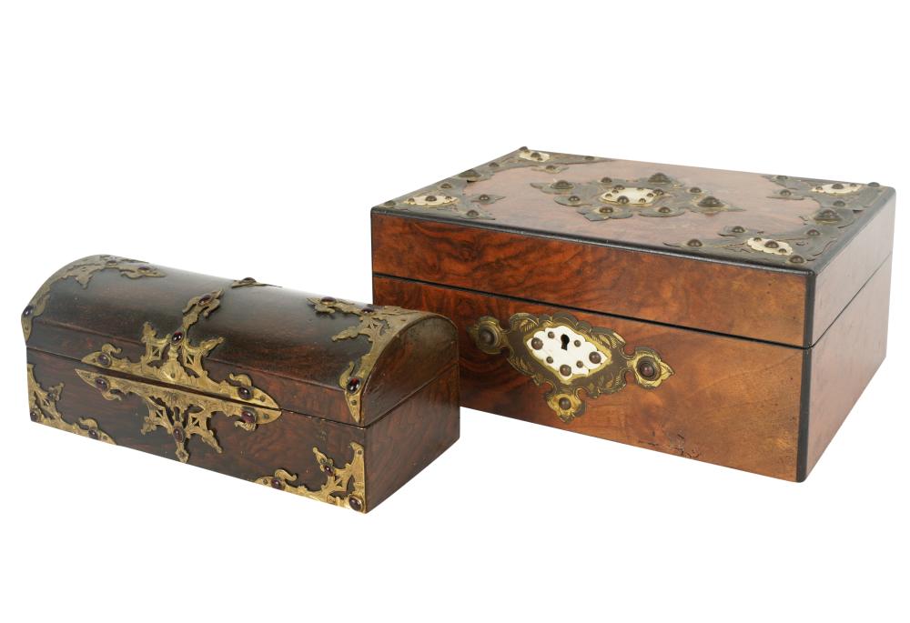 TWO GILT METAL-MOUNTED TABLE