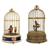 Two Gilt-Metal Singing Birdcag