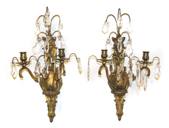 * Two Gilt Metal Two-Light