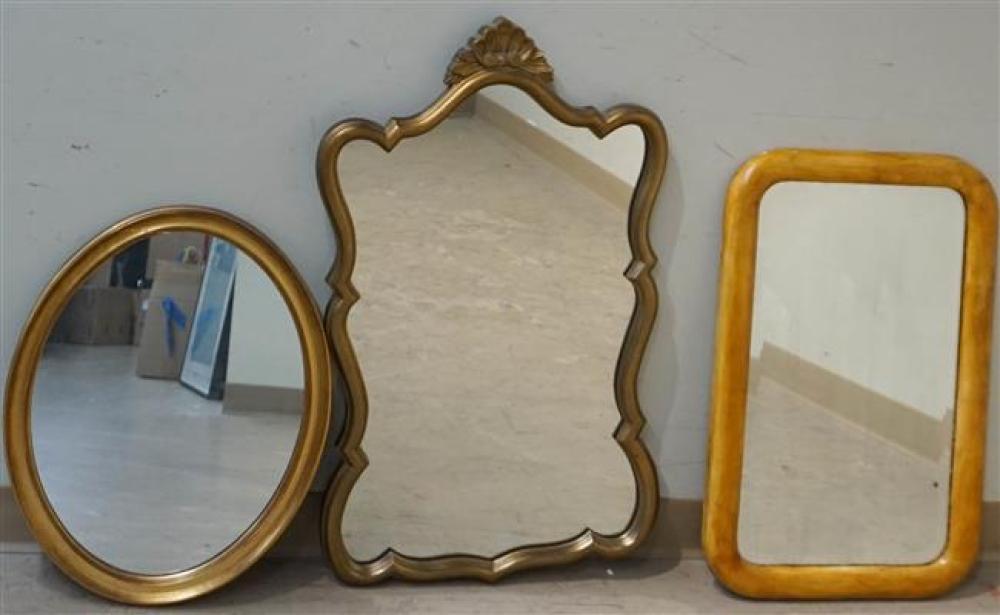 TWO GILT MIRRORS AND FAUX MAPLE