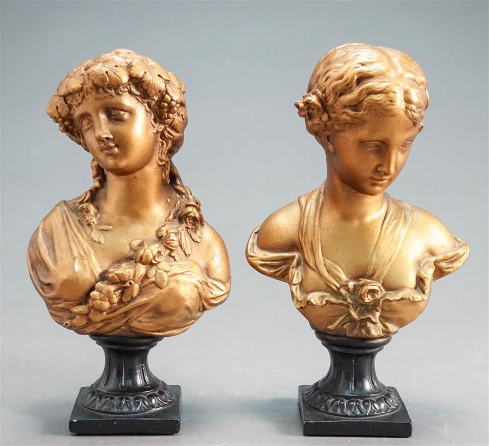 TWO GILT PORCELAIN BUSTS OF YOUNG