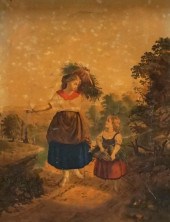 TWO GIRLS RETURNING FROM THE F