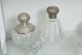 TWO GLASS AND SILVER PERFUME B