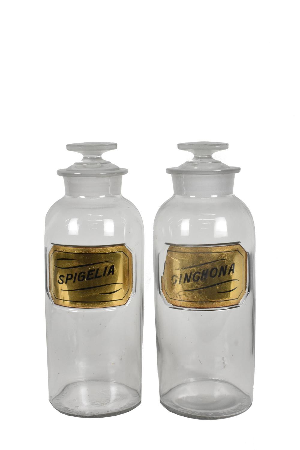 TWO GLASS APOTHECARY JARS, EARLY