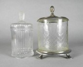 TWO GLASS BISCUIT BARRELS, 20T