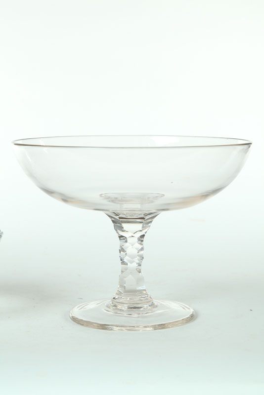TWO GLASS COMPOTES.  American 