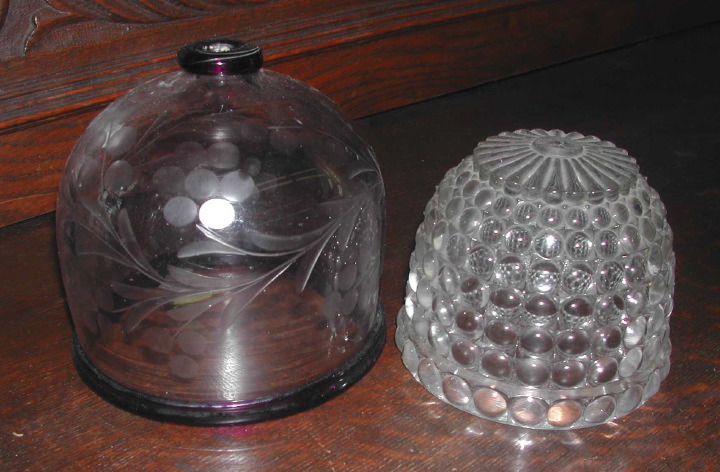 Two Glass-Domed String Dispensers,