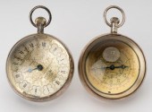 TWO GLASS ORB DESK CLOCKSsigne