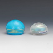 TWO GLASS PAPERWEIGHTS  One Ba