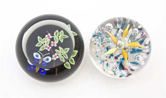 Two Glass Paperweights one having