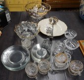 TWO GLASS PUNCH BOWLS, TEN CUP