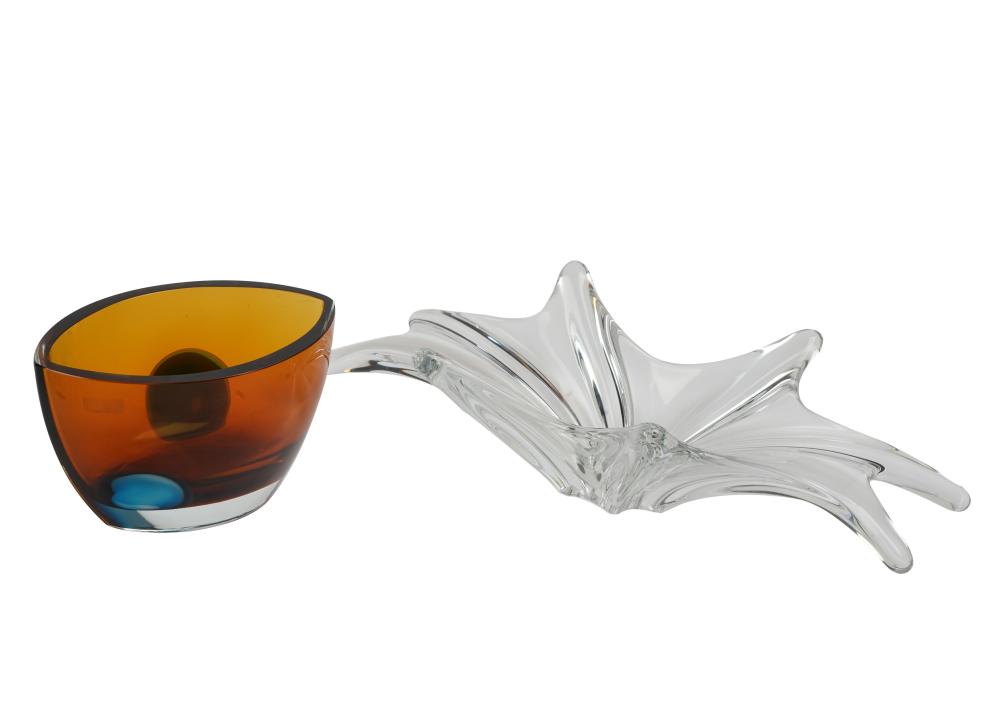TWO GLASS TABLE ARTICLESeach signed