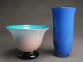 TWO GLASS VASES, ONE CARLO MOR
