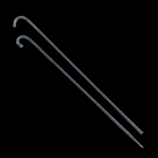 TWO GLASS WHIMSY SPIRAL TWIST CANES