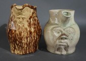 TWO GLAZED CERAMIC 'FACE JUGS'