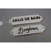 Two glazed ceramic signs from