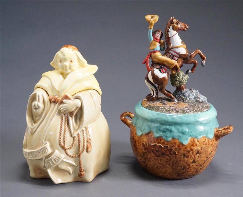 TWO GLAZED POTTERY FIGURAL COOKIE
