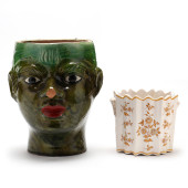 TWO GLAZED POTTERY JARDINIERES