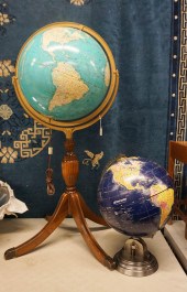 TWO GLOBES ON STANDS, LARGER I
