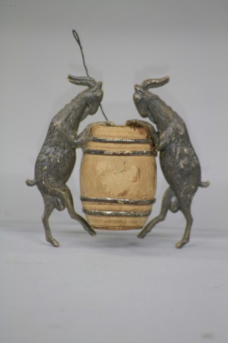 TWO GOATS AND BARREL OF BEER