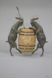 TWO GOATS AND BARREL OF BEER D