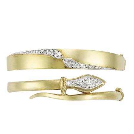 Two Gold and Diamond Bangle