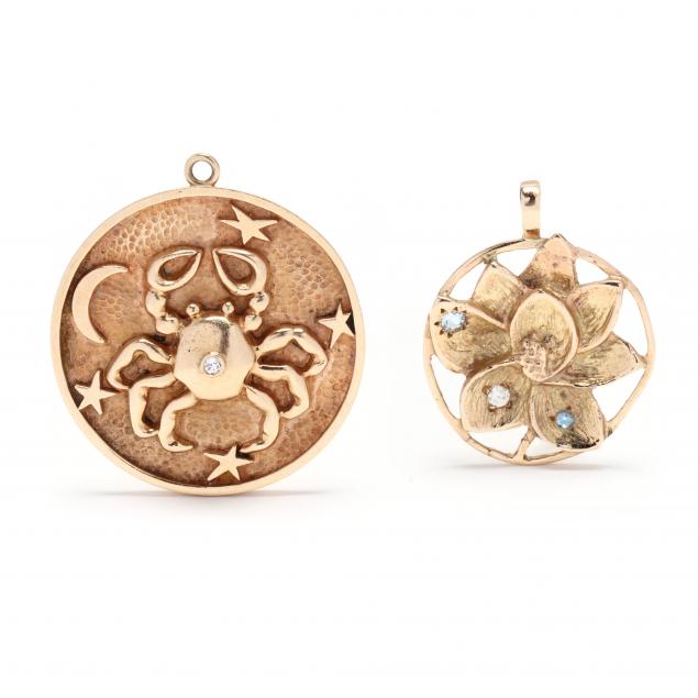 TWO GOLD AND GEM-SET CHARMS To