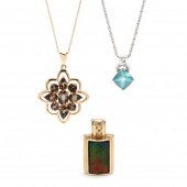 TWO GOLD AND GEM-SET NECKLACES