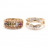 TWO GOLD AND GEM-SET RINGS To