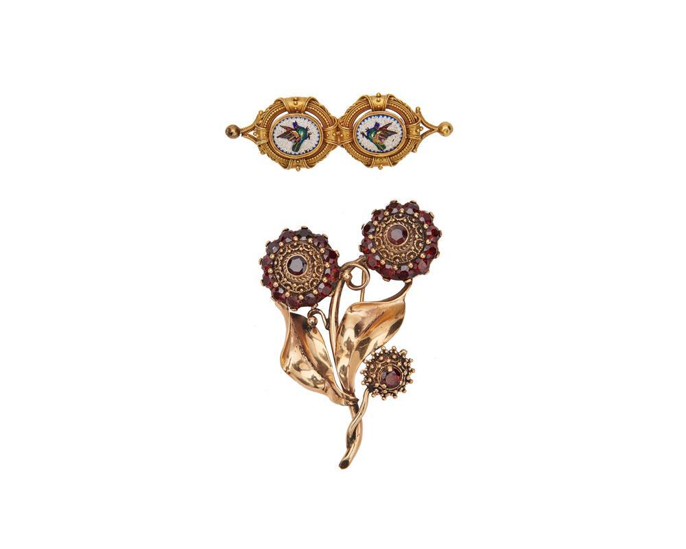 TWO GOLD BROOCHESTwo Gold Brooches,