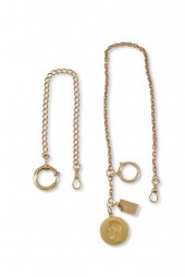 TWO GOLD CHAIN WATCH FOBSTwo g