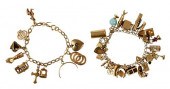TWO GOLD CHARM BRACELETSlarger