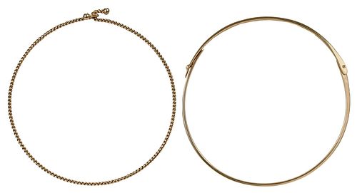 TWO GOLD CHOKER NECKLACESone