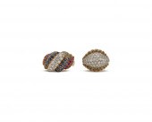 TWO GOLD, DIAMOND, AND GEMSET