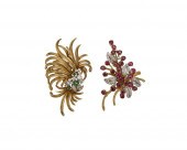 TWO GOLD, DIAMOND, AND GEMSET