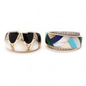 TWO GOLD, DIAMOND, AND INLAID