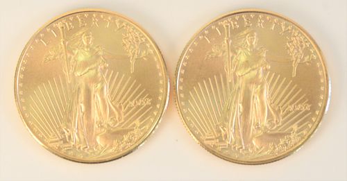 TWO GOLD EAGLES, 1 OZ. EACH.Two
