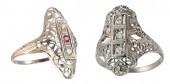 TWO GOLD FILIGREE RINGS: 1) 18