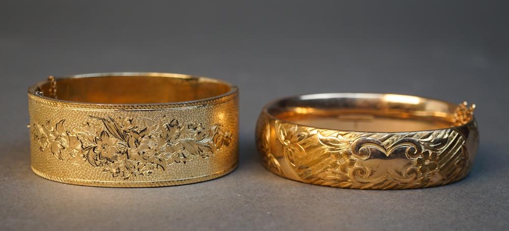 TWO GOLD-FILLED BANGLE BRACELETS