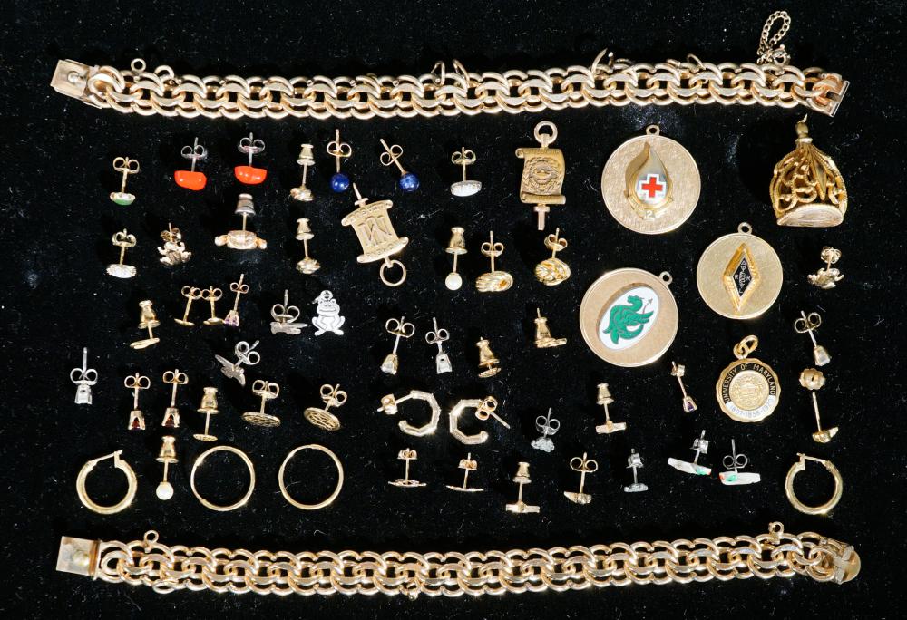 TWO GOLD FILLED CHARM BRACELETS AND
