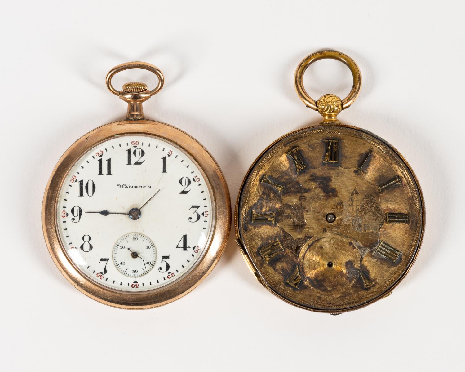 TWO GOLD FILLED OPEN FACE POCKET