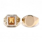 TWO GOLD GENT'S RINGS To inclu