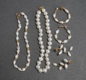 TWO GOLD MOUNTED PEARL BRACELE
