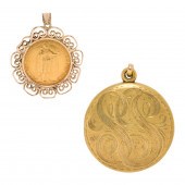 TWO GOLD PENDANTS Two gold pen