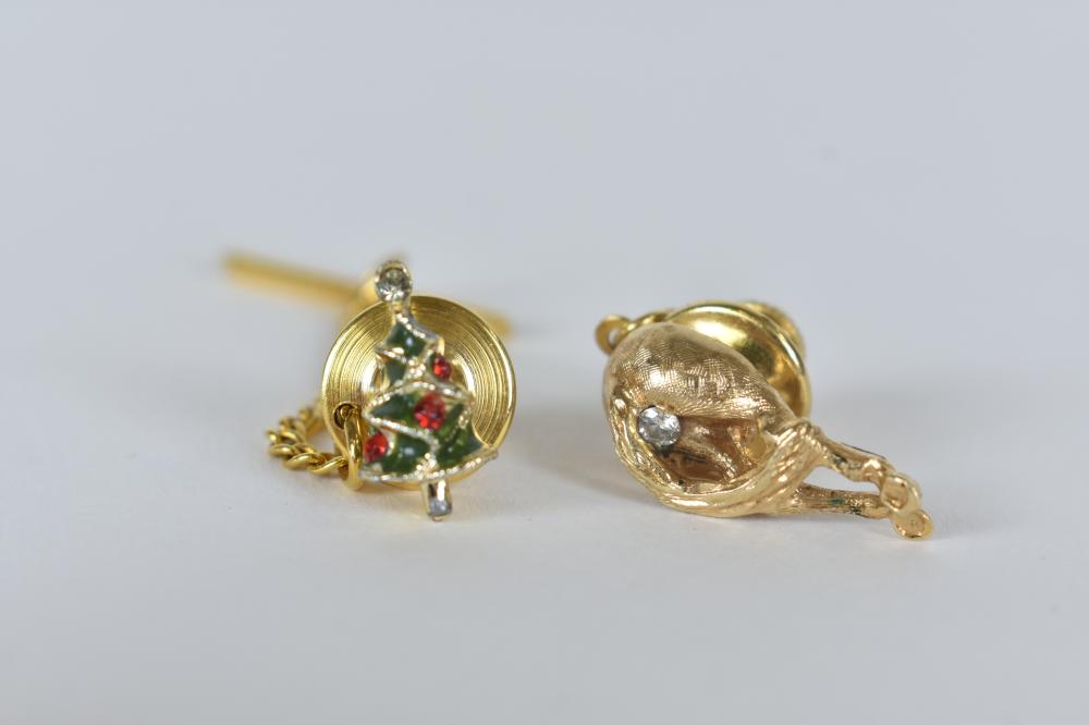 TWO GOLD PLATED TIE TACKSOne with a