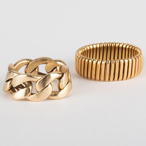TWO GOLD RINGSComprising a 14k gold