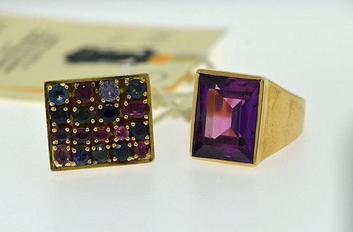 TWO GOLD RINGSTwo rings; one 14K