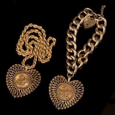 Two gold sovereigns, 1910 and 1963,