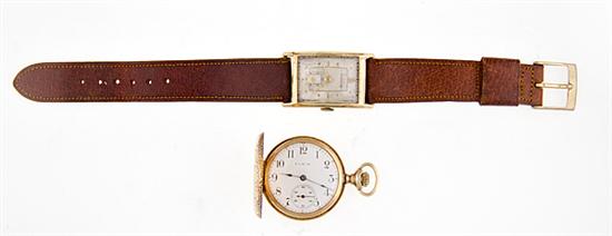 Two gold timepieces Elgin